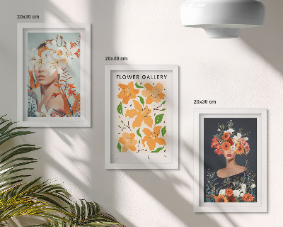 Lot de 3 tableaux Portraits floraux avec des bouquets et des feuilles colorés