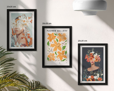 Lot de 3 tableaux Portraits floraux avec des bouquets et des feuilles colorés