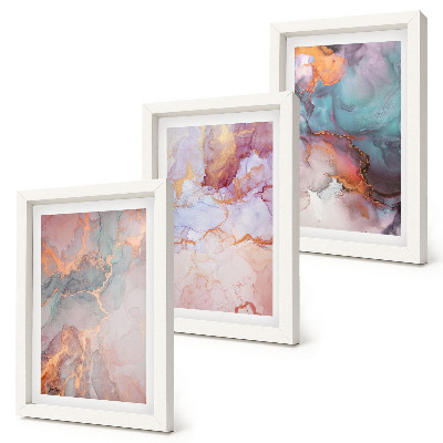 Lot de 3 tableaux Motifs abstraits aux couleurs pastel avec des accents