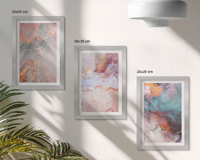 Lot de 3 tableaux Motifs abstraits aux couleurs pastel avec des accents