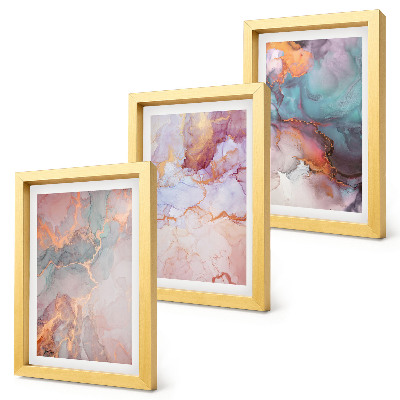 Lot de 3 tableaux Motifs abstraits aux couleurs pastel avec des accents