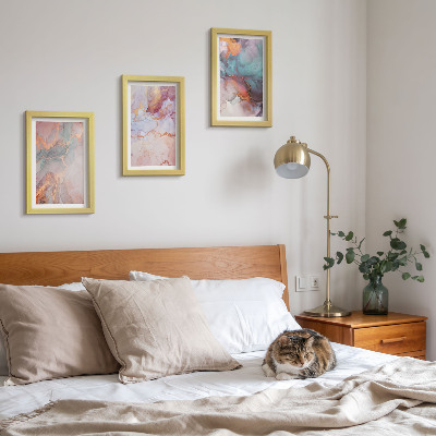 Lot de 3 tableaux Motifs abstraits aux couleurs pastel avec des accents