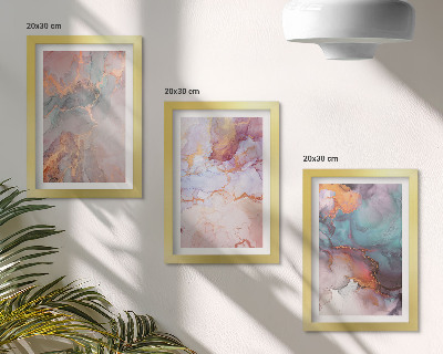 Lot de 3 tableaux Motifs abstraits aux couleurs pastel avec des accents