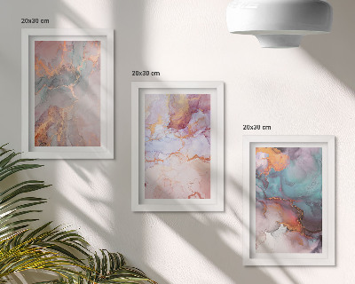 Lot de 3 tableaux Motifs abstraits aux couleurs pastel avec des accents