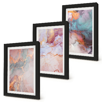 Lot de 3 tableaux Motifs abstraits aux couleurs pastel avec des accents