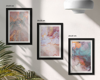 Lot de 3 tableaux Motifs abstraits aux couleurs pastel avec des accents