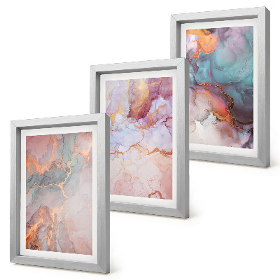 Lot de 3 tableaux Motifs abstraits aux couleurs pastel avec des accents