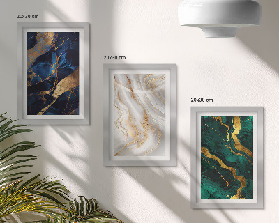 Lot de 3 tableaux Motifs abstraits dans les tons de bleu et de vert
