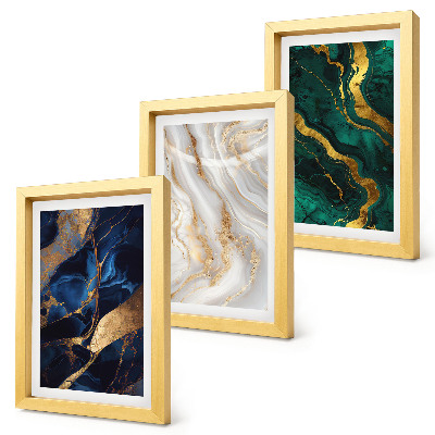 Lot de 3 tableaux Motifs abstraits dans les tons de bleu et de vert