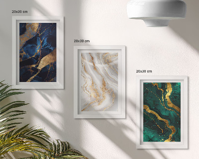 Lot de 3 tableaux Motifs abstraits dans les tons de bleu et de vert