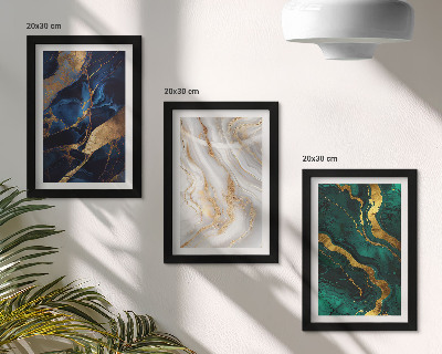 Lot de 3 tableaux Motifs abstraits dans les tons de bleu et de vert
