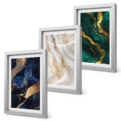 Lot de 3 tableaux Motifs abstraits dans les tons de bleu et de vert