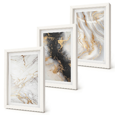 Ensemble de 3 tableaux Motifs abstraits dans des tons de blanc et de noir