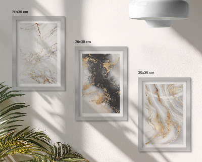 Ensemble de 3 tableaux Motifs abstraits dans des tons de blanc et de noir