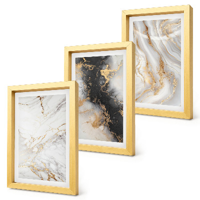 Ensemble de 3 tableaux Motifs abstraits dans des tons de blanc et de noir
