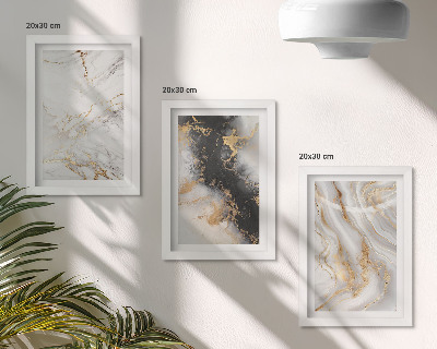 Ensemble de 3 tableaux Motifs abstraits dans des tons de blanc et de noir