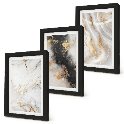 Ensemble de 3 tableaux Motifs abstraits dans des tons de blanc et de noir
