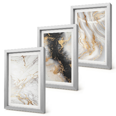 Ensemble de 3 tableaux Motifs abstraits dans des tons de blanc et de noir