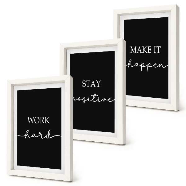Mur de cadres Slogans de motivation élégants sur fond noir