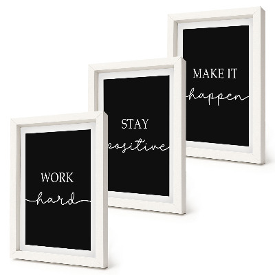 Mur de cadres Slogans de motivation élégants sur fond noir