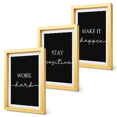 Mur de cadres Slogans de motivation élégants sur fond noir