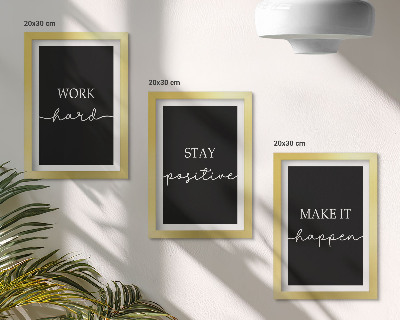 Mur de cadres Slogans de motivation élégants sur fond noir