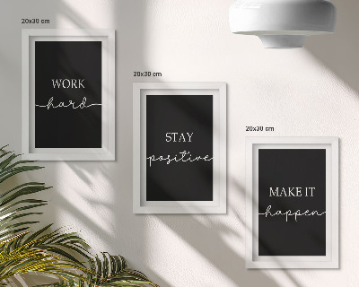 Mur de cadres Slogans de motivation élégants sur fond noir