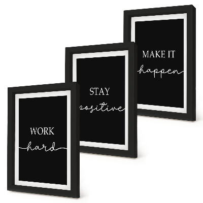 Mur de cadres Slogans de motivation élégants sur fond noir