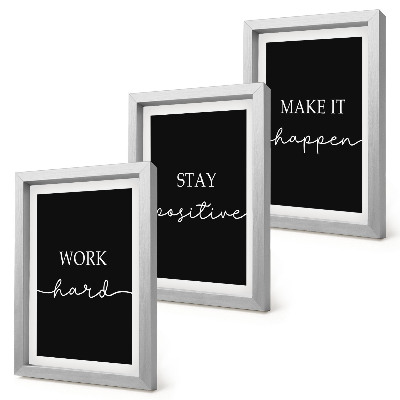Mur de cadres Slogans de motivation élégants sur fond noir