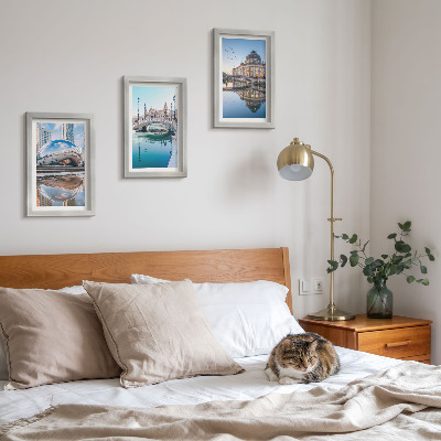 Lot de 3 tableaux L'architecture urbaine se reflète dans l'eau