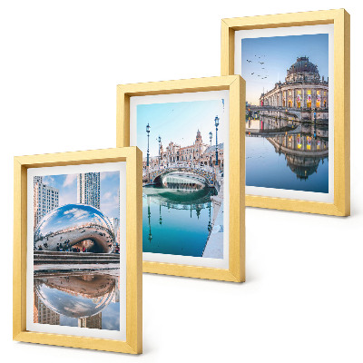 Lot de 3 tableaux L'architecture urbaine se reflète dans l'eau