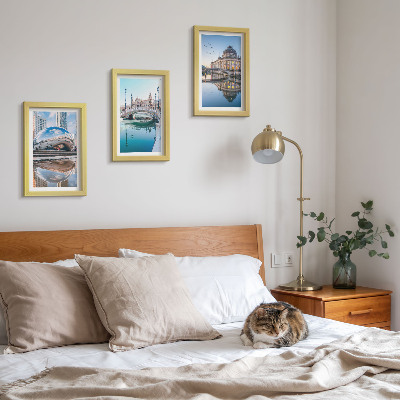 Lot de 3 tableaux L'architecture urbaine se reflète dans l'eau