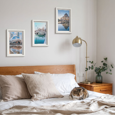 Lot de 3 tableaux L'architecture urbaine se reflète dans l'eau