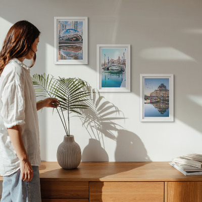Lot de 3 tableaux L'architecture urbaine se reflète dans l'eau