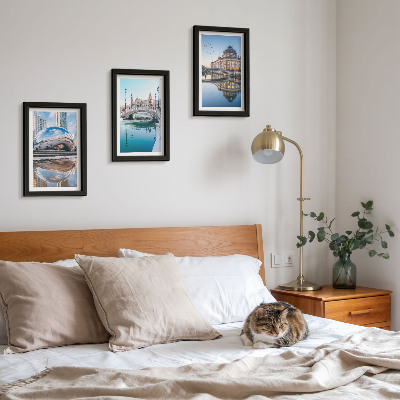 Lot de 3 tableaux L'architecture urbaine se reflète dans l'eau