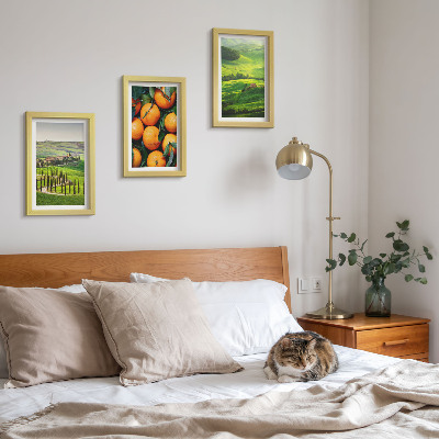 Ensemble de 3 tableaux Paysage de campagne italienne avec des orangers et la nature