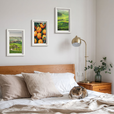 Ensemble de 3 tableaux Paysage de campagne italienne avec des orangers et la nature