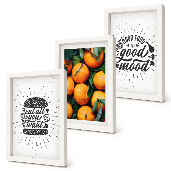 Lot de 3 tableaux Motifs de cuisine et oranges juteuses