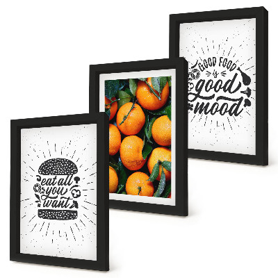 Lot de 3 tableaux Motifs de cuisine et oranges juteuses
