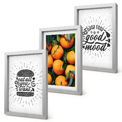 Lot de 3 tableaux Motifs de cuisine et oranges juteuses