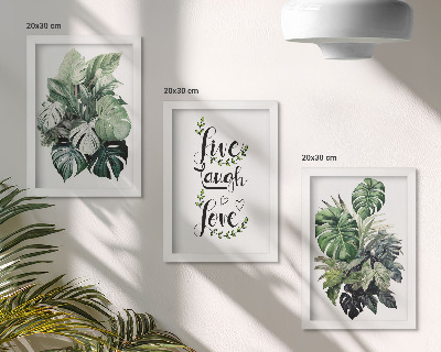 Mur de cadres Plantes feuillues avec les mots vivre, rire, aimer