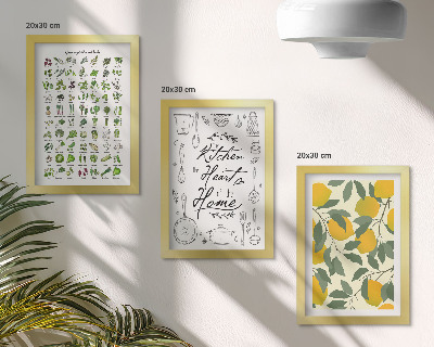 Ensemble de 3 tableaux Liste d'herbes aromatiques, panneau de cuisine et citrons peints
