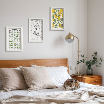 Ensemble de 3 tableaux Liste d'herbes aromatiques, panneau de cuisine et citrons peints