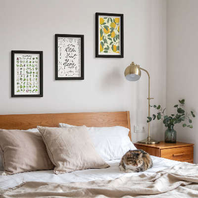 Ensemble de 3 tableaux Liste d'herbes aromatiques, panneau de cuisine et citrons peints