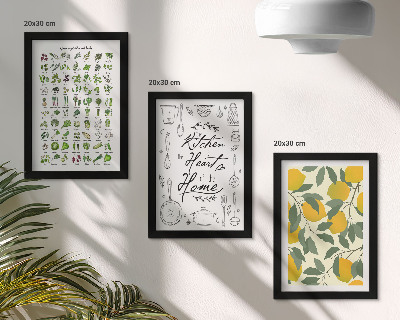 Ensemble de 3 tableaux Liste d'herbes aromatiques, panneau de cuisine et citrons peints