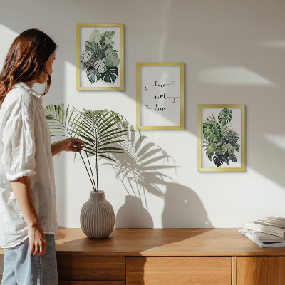 Lot de 3 tableaux Feuilles de Monstera aquarelle, chez soi