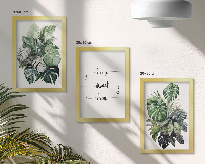 Lot de 3 tableaux Feuilles de Monstera aquarelle, chez soi