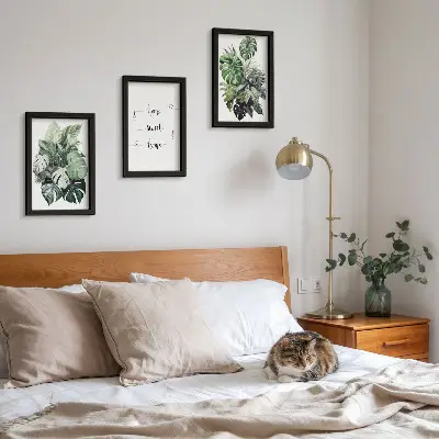 Lot de 3 tableaux motifs de feuilles de Monstera à l'aquarelle