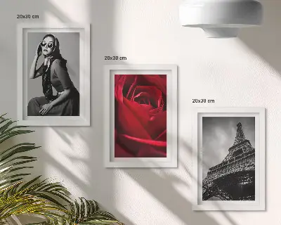 Ensemble de 3 tableaux représentant une Parisienne avec des lunettes roses et la tour Eiffel