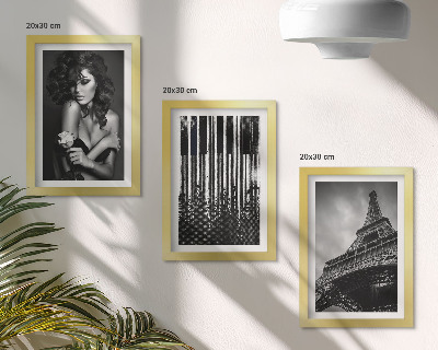 Mur de cadres Portrait d'une femme avec une rose, la tour Eiffel et un motif de piano